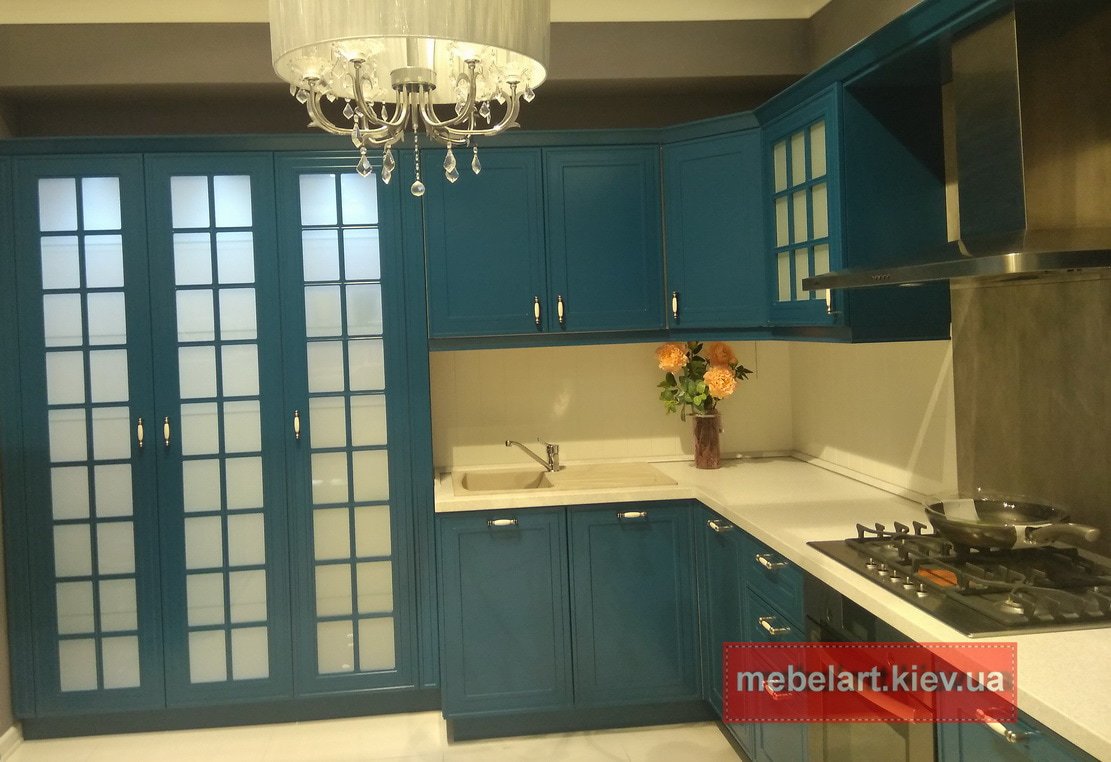Синяя кухонная мебель